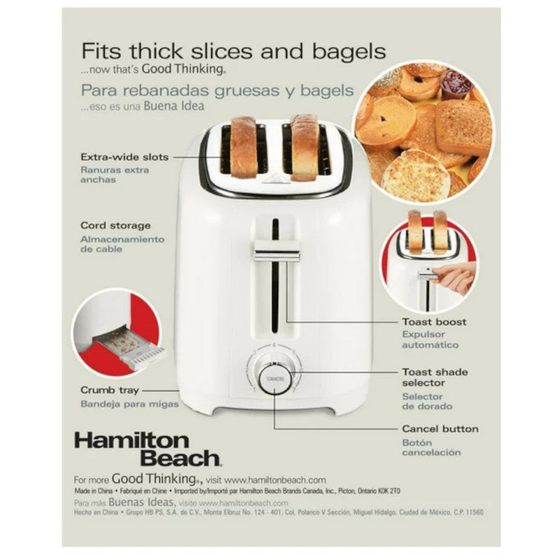 Hamilton Beach 22218 2-Slice Toaster, White