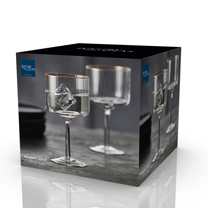 Lyngby Glas – Palermo Gold Gin & Tonic Glasses (4-Pack) – 450 mL – packaging