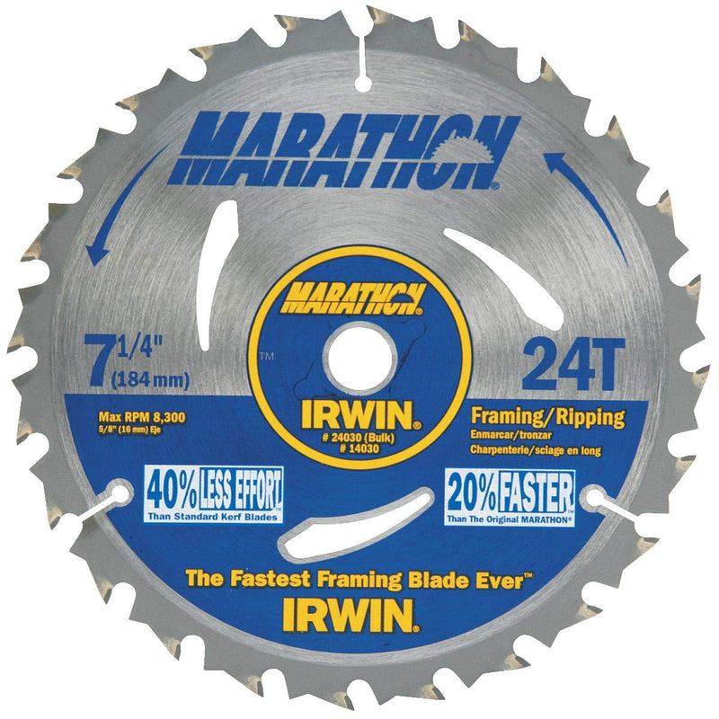 IRWIN Marathon 24030 7¼-inch circular saw blade with 24 carbide teeth