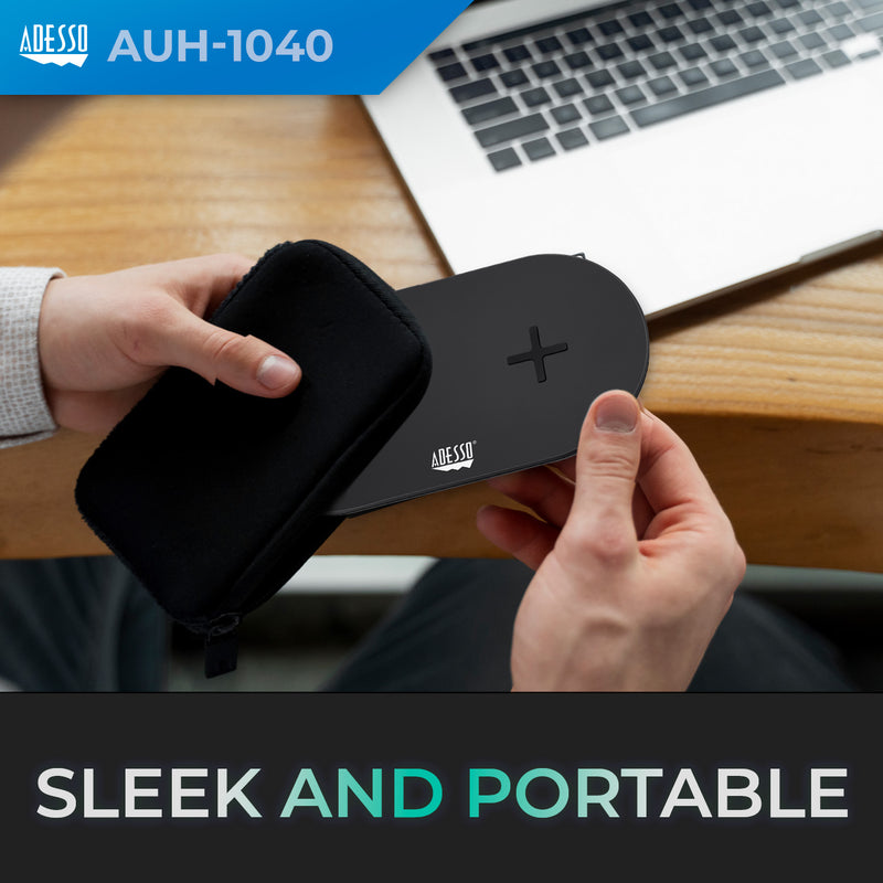Adesso - 15W Wireless Dual QI Charger Pad