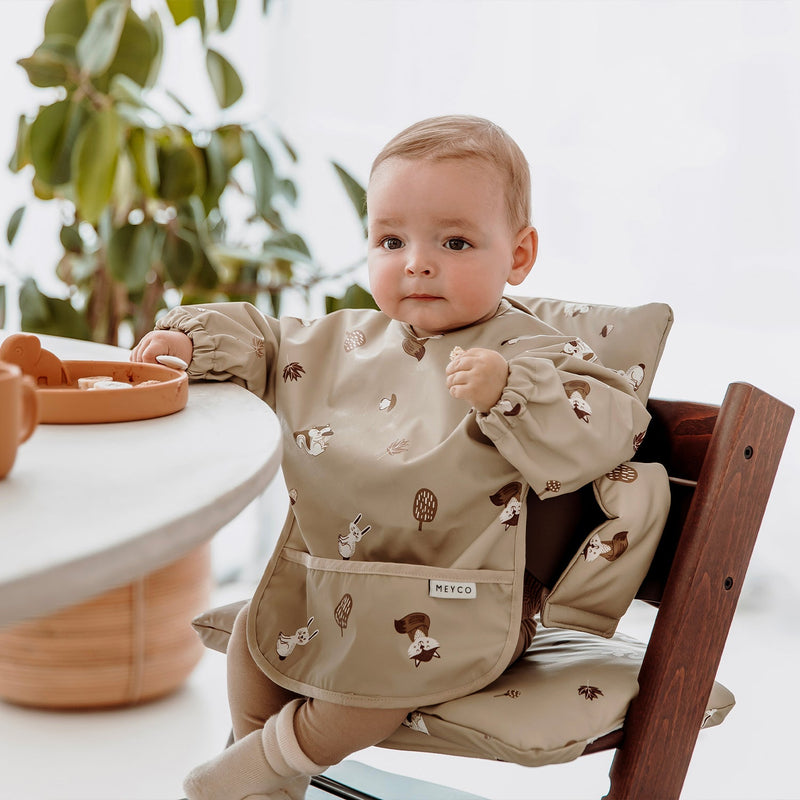 Meyco Baby Sleeved Baby Bib – Forest Animals Sand – additional product detail or lifestyle view