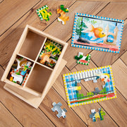 Melissa & Doug - 12-Piece Wooden Puzzles - Pets (Set of 4) - in use during play