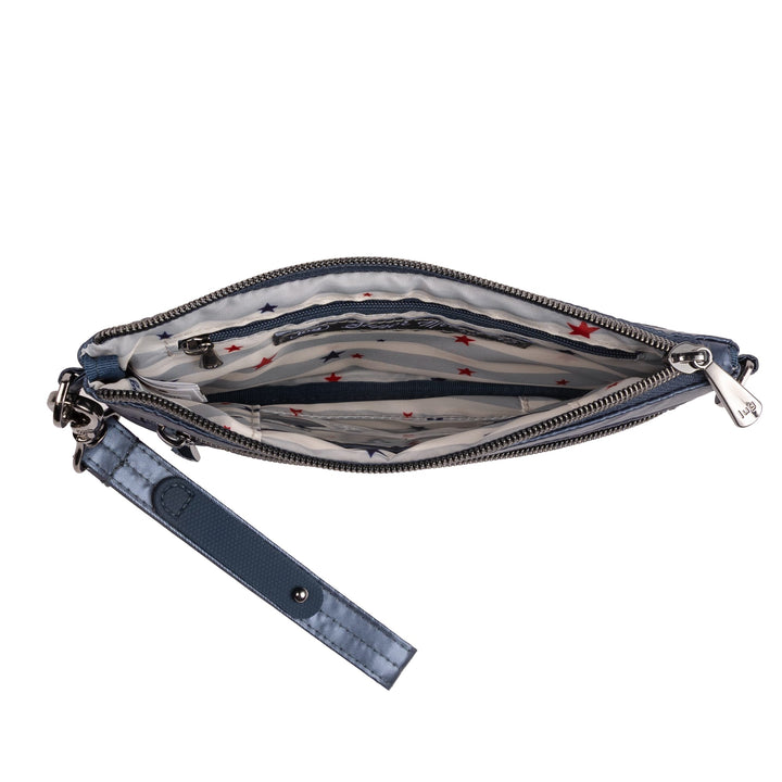 LUG - Super Metro XL Wristlet with Charm Bar - METALLIC INDIGO