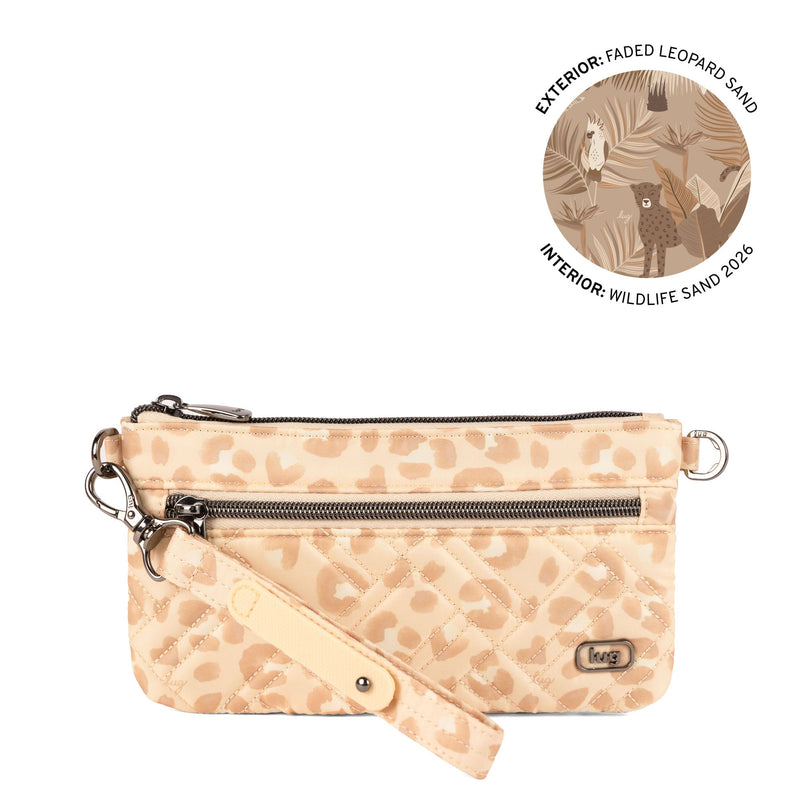 LUG - Super Metro XL Wristlet with Charm Bar - FADED LEOPARD SAND - colour view
