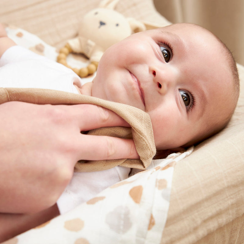 Meyco Baby Muslin Facecloths – Offwhite/Sand/Toffee – additional product detail or lifestyle view