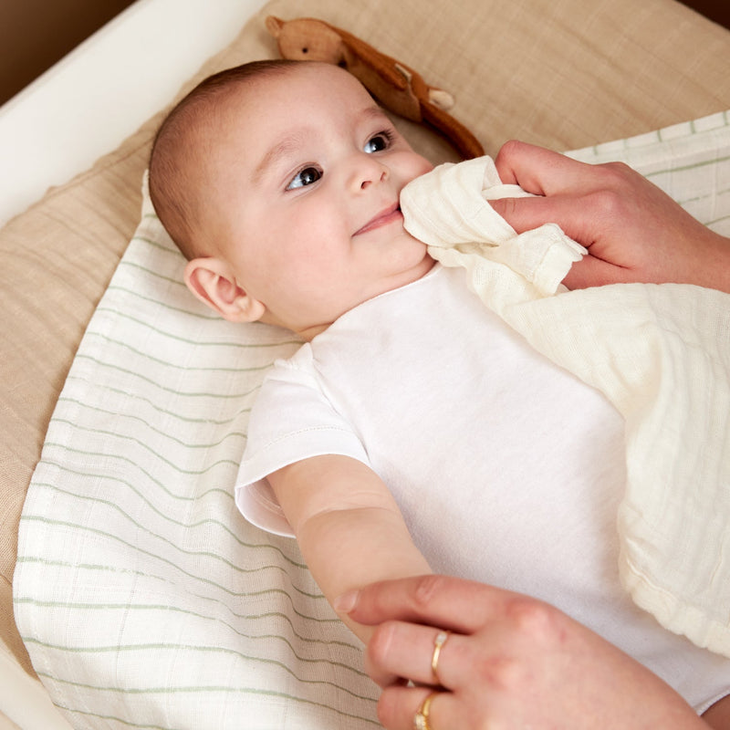 Meyco Baby Muslin Facecloths – Offwhite/Light Grey/Sand – additional product detail or lifestyle view