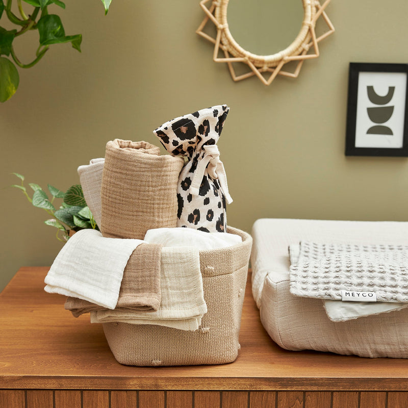 Meyco Baby Muslin Facecloths – Offwhite/Soft Sand/Taupe – additional product detail or lifestyle view