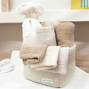 Meyco Baby Muslin Facecloths – Sand/Greige/Taupe – additional product detail or lifestyle view
