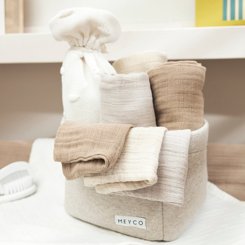 Meyco Baby Muslin Squares – Soft Sand/Greige/Taupe – additional product detail or lifestyle view