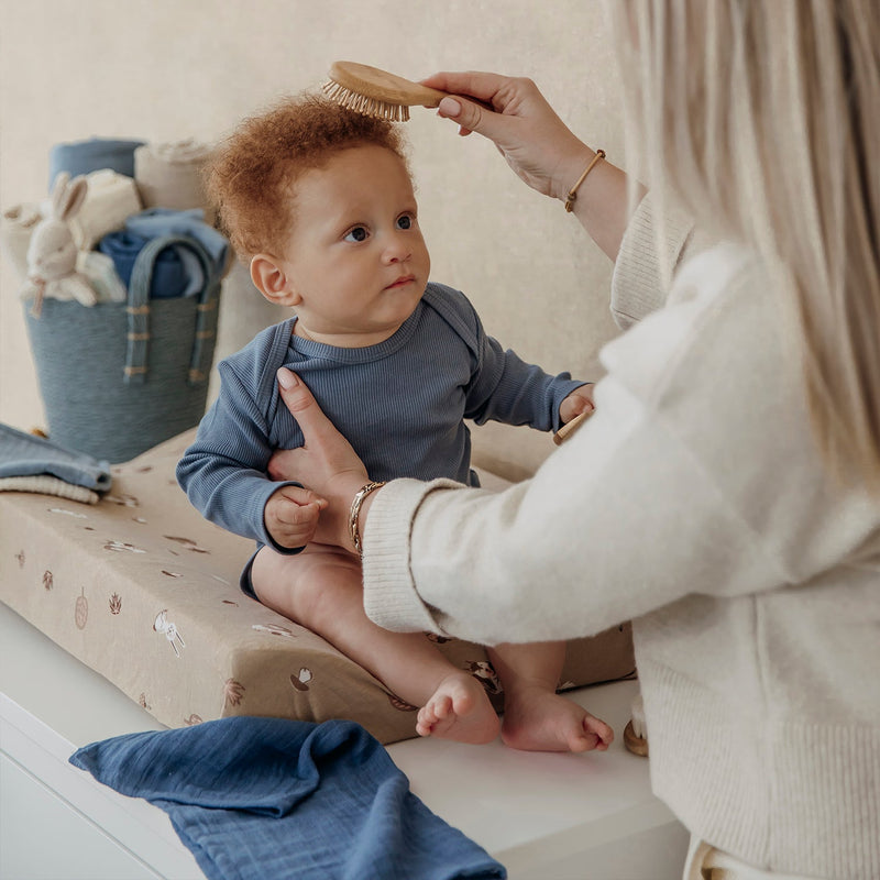 Meyco Baby Muslin Squares – Naturel/Jeans Blue/Indigo – additional product detail or lifestyle view