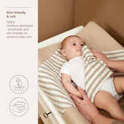 Meyco Baby Muslin Squares – Fat Stripe Taupe – additional product detail or lifestyle view