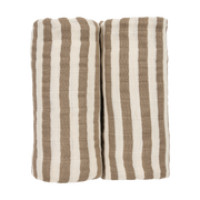 Meyco Baby Muslin Swaddle Blankets – Fat Stripe Taupe – additional product detail or lifestyle view