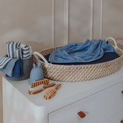 Meyco Baby Muslin Swaddle Blankets – Fat Stripe Jeans Blue – additional product detail or lifestyle view