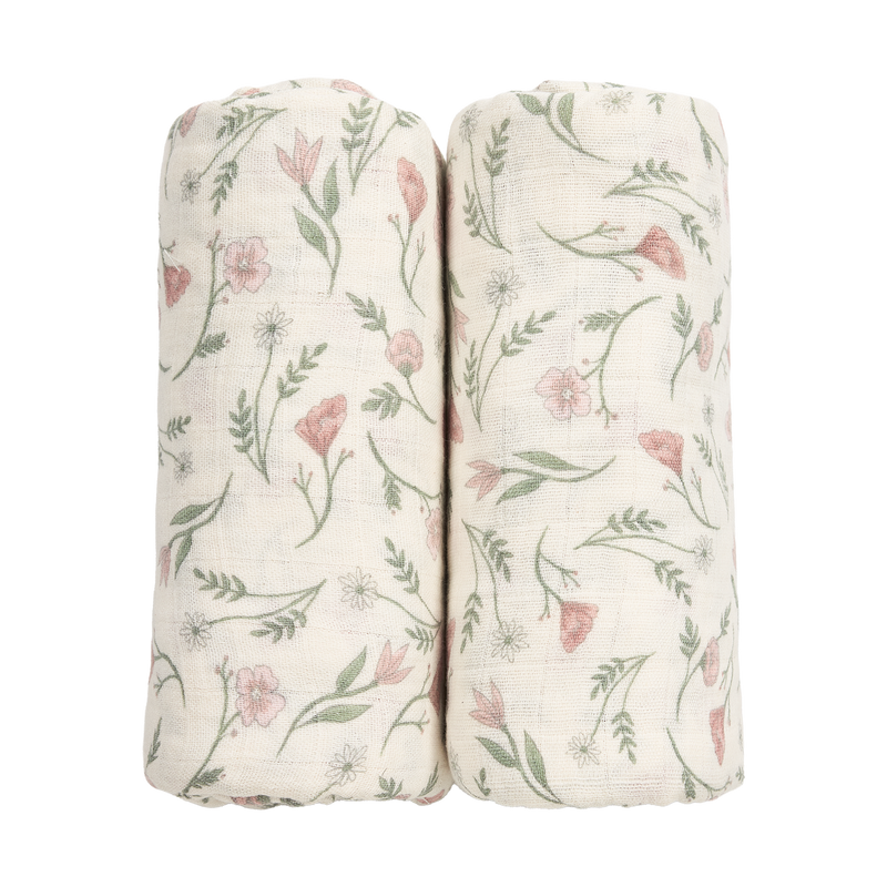 Meyco Baby Muslin Swaddle Blankets – Flower Multicolour – additional product detail or lifestyle view