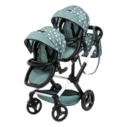 XEO TWIN - TWIN DOLLS PRAM - TEAL AND STAR PATTERNS