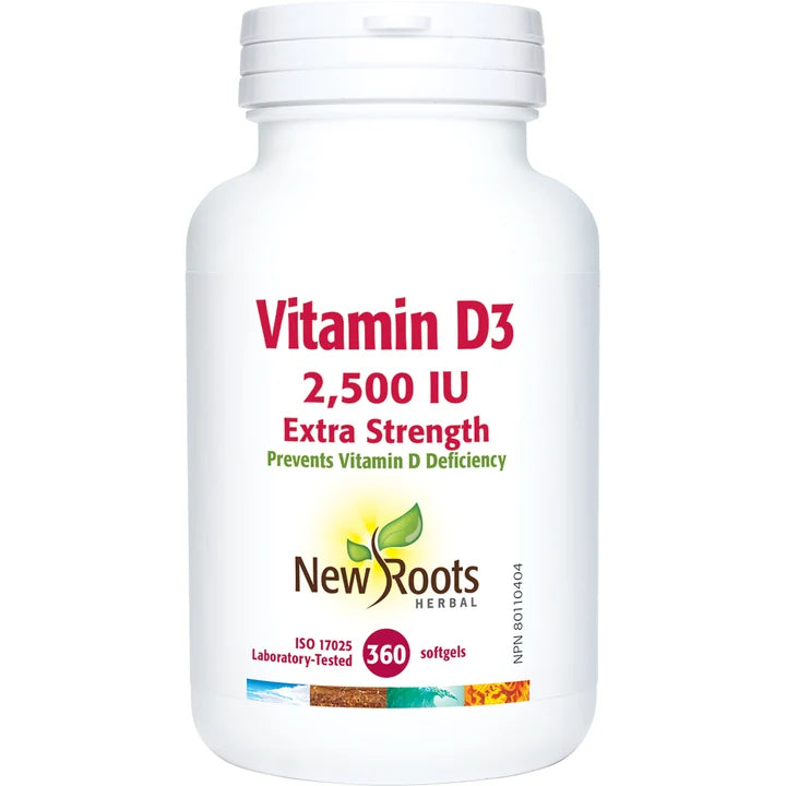 New Roots Herbal - Vitamin D3 2500 IU Extra Strength - 360 Softgels