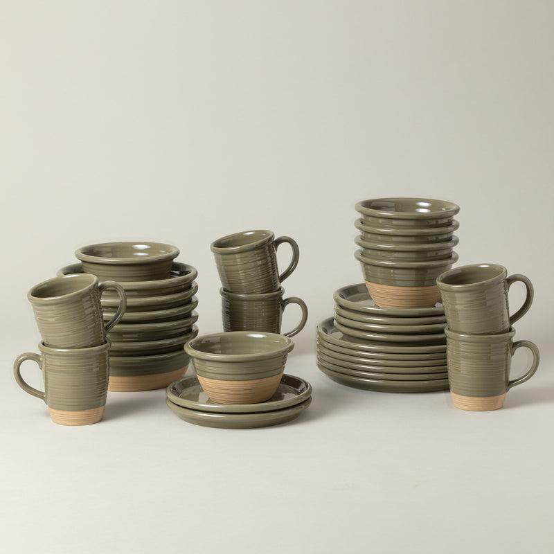 Scotia - Olive Green 30-piece Dinnerware Set with Mug