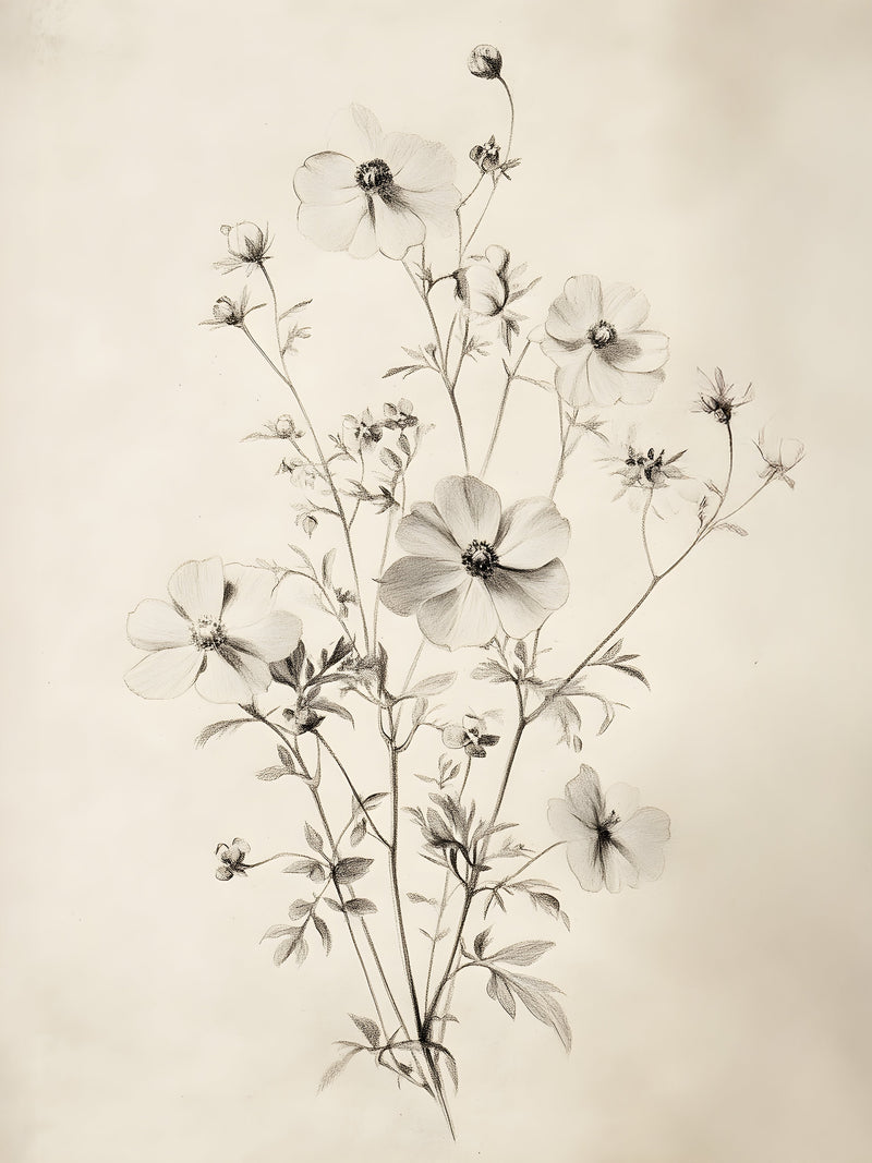 Esquisse Florale 2, CADRE VINTAGE