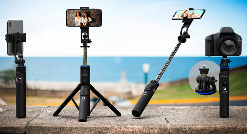 Xtech - SnapFlex Vlogging Selfie Stick Tripod with Remote - Black -XSS-211