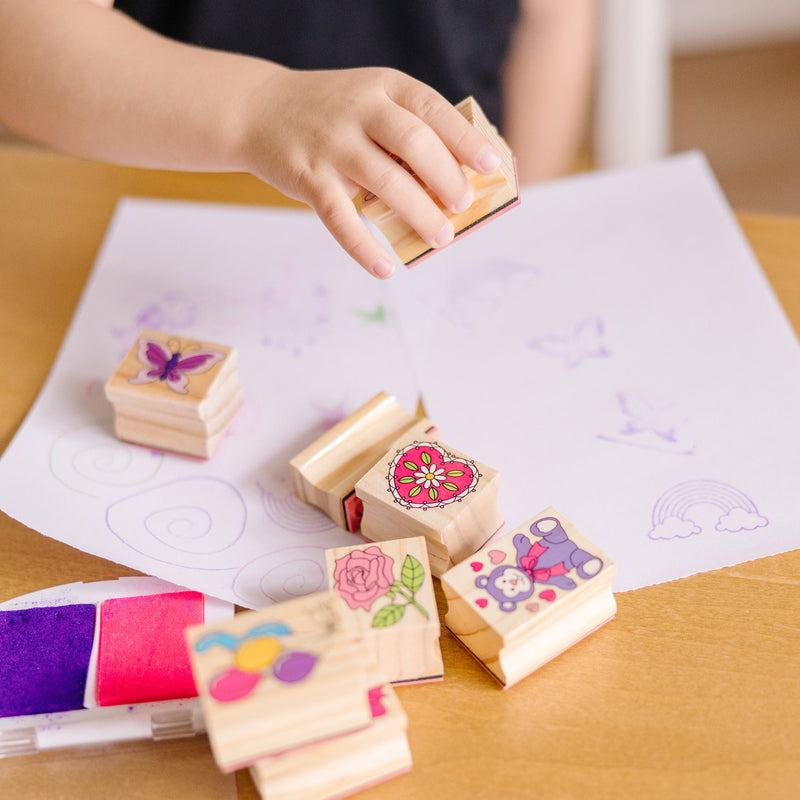 Melissa & Doug - Wooden Stamp Set - Friendship - in use during play