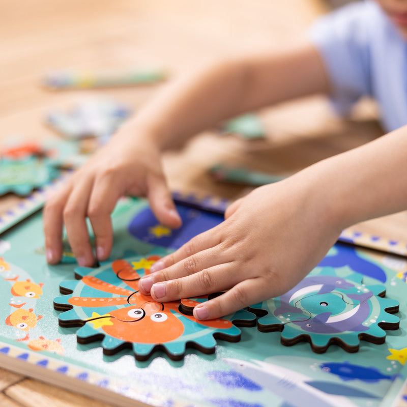 Melissa & Doug - Wooden Underwater Gear Puzzle - 18 Pieces - in use during play