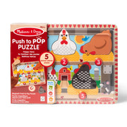 Melissa & Doug - Happy Hens Push-to-Pop Wooden Puzzle - 5 Pieces - Happy Hens puzzle packaging