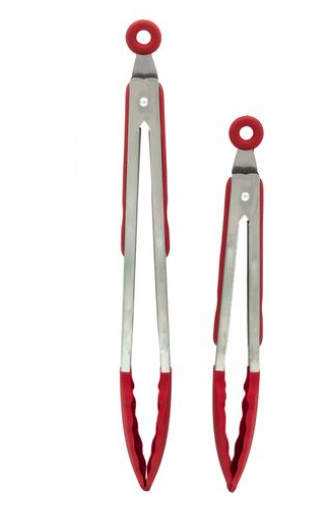 KITCHEN BASICS - Tongs 30cm/12" Stainless-Steel/Red