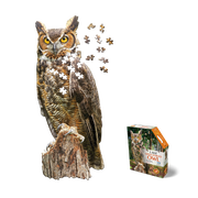 Madd Capp Puzzles – I Am Great Horned Owl Jigsaw Puzzle | 300 Pieces – puzzle and packaging
