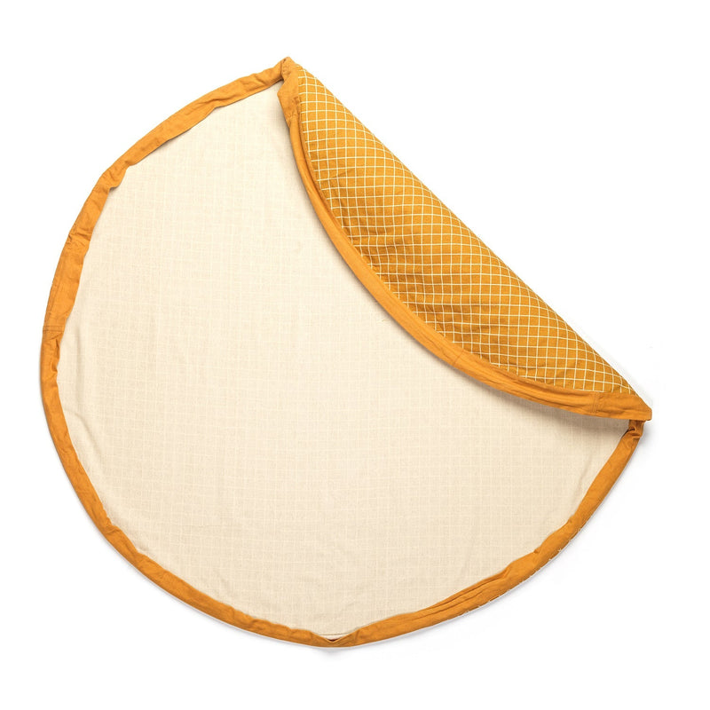 ORGANIC : MUSTARD GRID - 140 CM