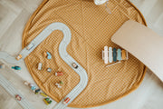 ORGANIC : MUSTARD GRID - 140 CM