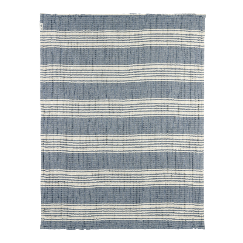 Meyco Baby Stripe Muslin Jacquard Baby Blanket – Indigo – additional product detail or lifestyle view