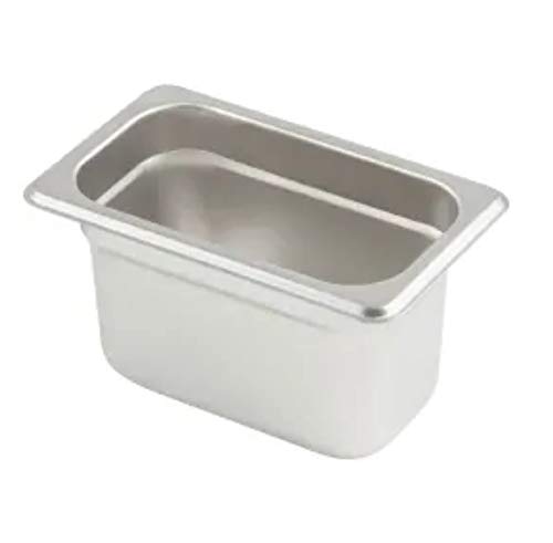 Browne - Steam Pan - Anti - Jam - 1 / 9 Size - 4 in / 10.2 cm - 1.1QT / 1 L - Stainless Steel - 24 Gauge