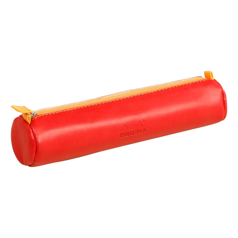 Round Pencil Case Italian Leatherette Rhodiarama Poppy (8.45x2in)