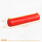 Round Pencil Case Italian Leatherette Rhodiarama Poppy (8.45x2in)