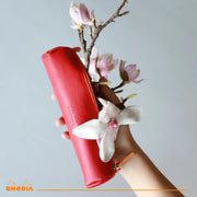 Round Pencil Case Italian Leatherette Rhodiarama Poppy (8.45x2in)