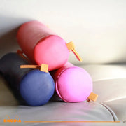Round Pencil Case Italian Leatherette Rhodiarama Poppy (8.45x2in)