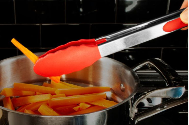 KITCHEN BASICS - Tongs 30cm/12" Stainless-Steel/Red