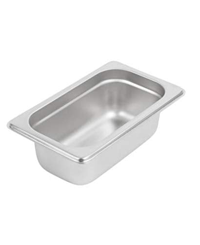 Browne - Steam Pan - Anti - Jam - 1 / 9 Size - 2.5 in / 6.4 cm - 0.8QT / 0.7 L - Stainless Steel - 24 Gauge