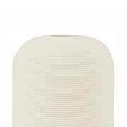 Natural Living - Textured Vase - Cream — fine ribbed texture detail.