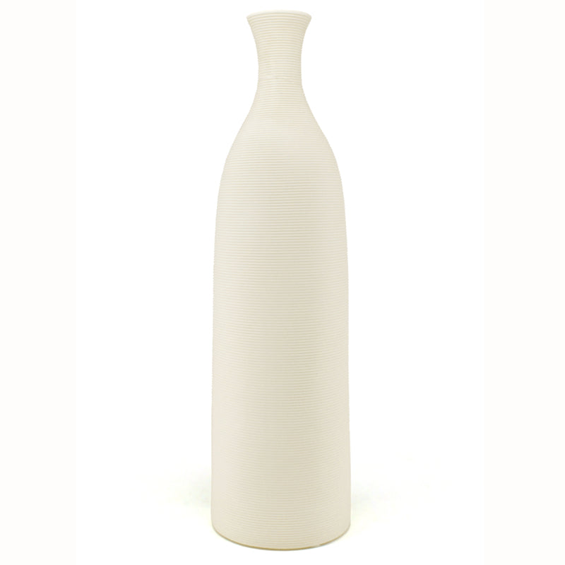 Natural Living - Tall Textured Vase - Cream — empty tall vase.