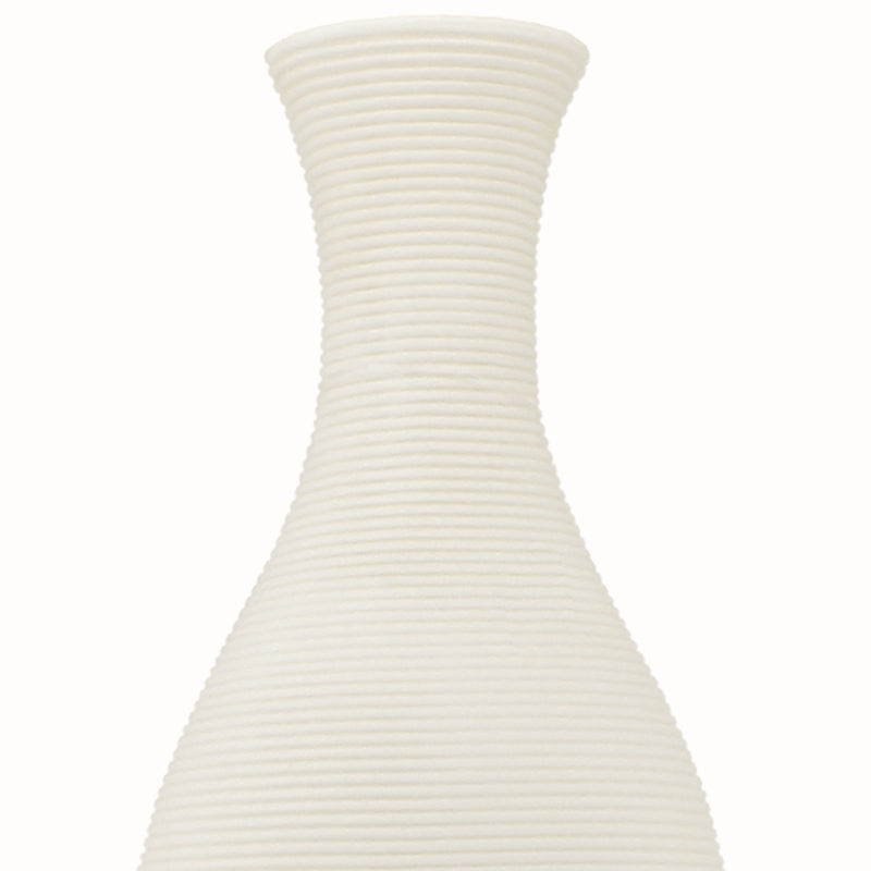 Natural Living - Tall Textured Vase - Cream — ribbed vase texture detail.