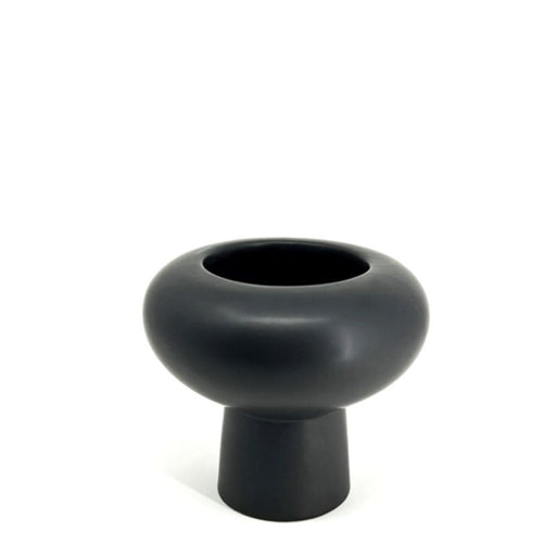 Natural Living - Mushroom-Shaped Planter - Black — empty mushroom-shaped planter.