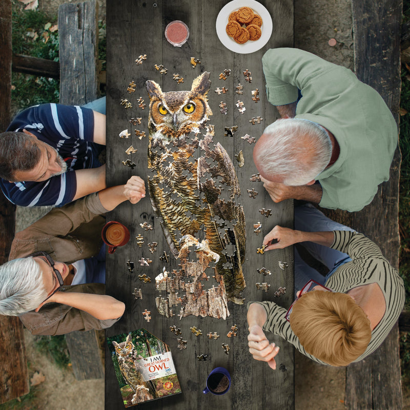 Madd Capp Puzzles – I Am Great Horned Owl Jigsaw Puzzle | 300 Pieces – lifestyle view
