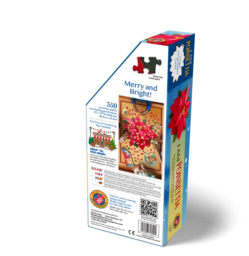 Madd Capp Puzzles – I Am Poinsettia Jigsaw Puzzle | 350 Pieces – back of packaging