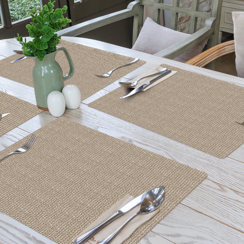 Natural Living - Weave-Print Antimicrobial Placemat — weave-print placemat table setting.