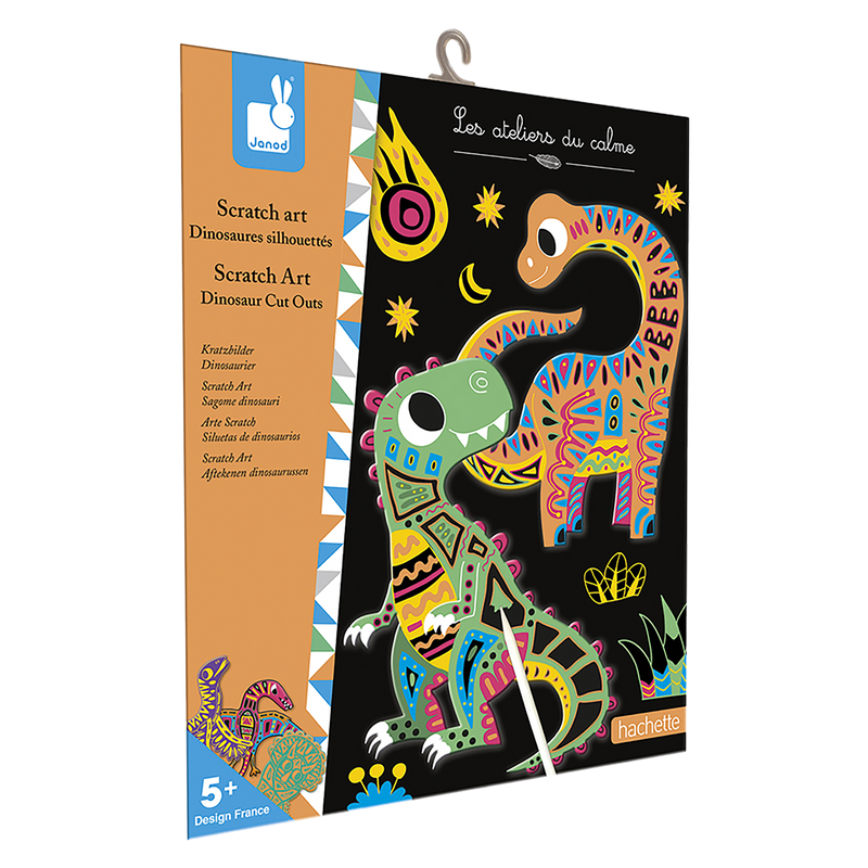 SCRATCH ART DINOSAUR CUT OUTS - 5 CARDS