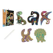 SCRATCH ART DINOSAUR CUT OUTS - 5 CARDS