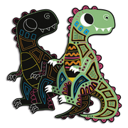 SCRATCH ART DINOSAUR CUT OUTS - 5 CARDS