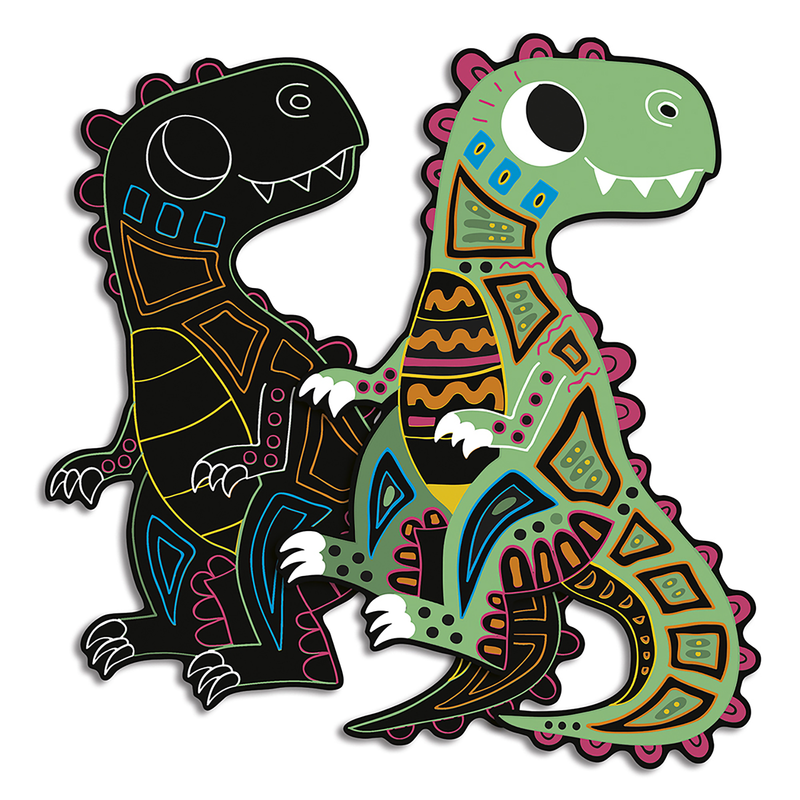 SCRATCH ART DINOSAUR CUT OUTS - 5 CARDS