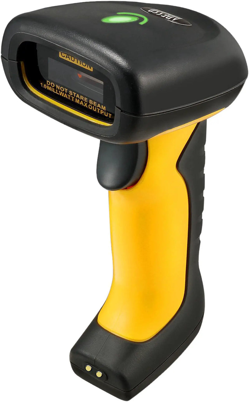 Adesso - Barcode Scanner IP67 Waterproof Antimicrobial 2D QR 1D Barcodes with Charging Cradle Drop Protection - Black & Yellow